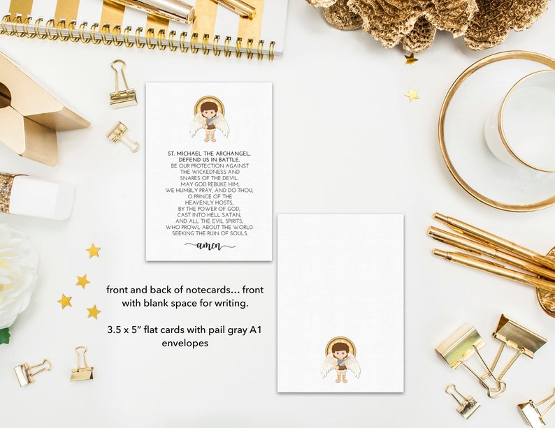 Saint Michael Prayer Cards St Michael Set of 10 Saint Michael Note Cards and Envelopes First communion Catholic gift Saint Michael Gift