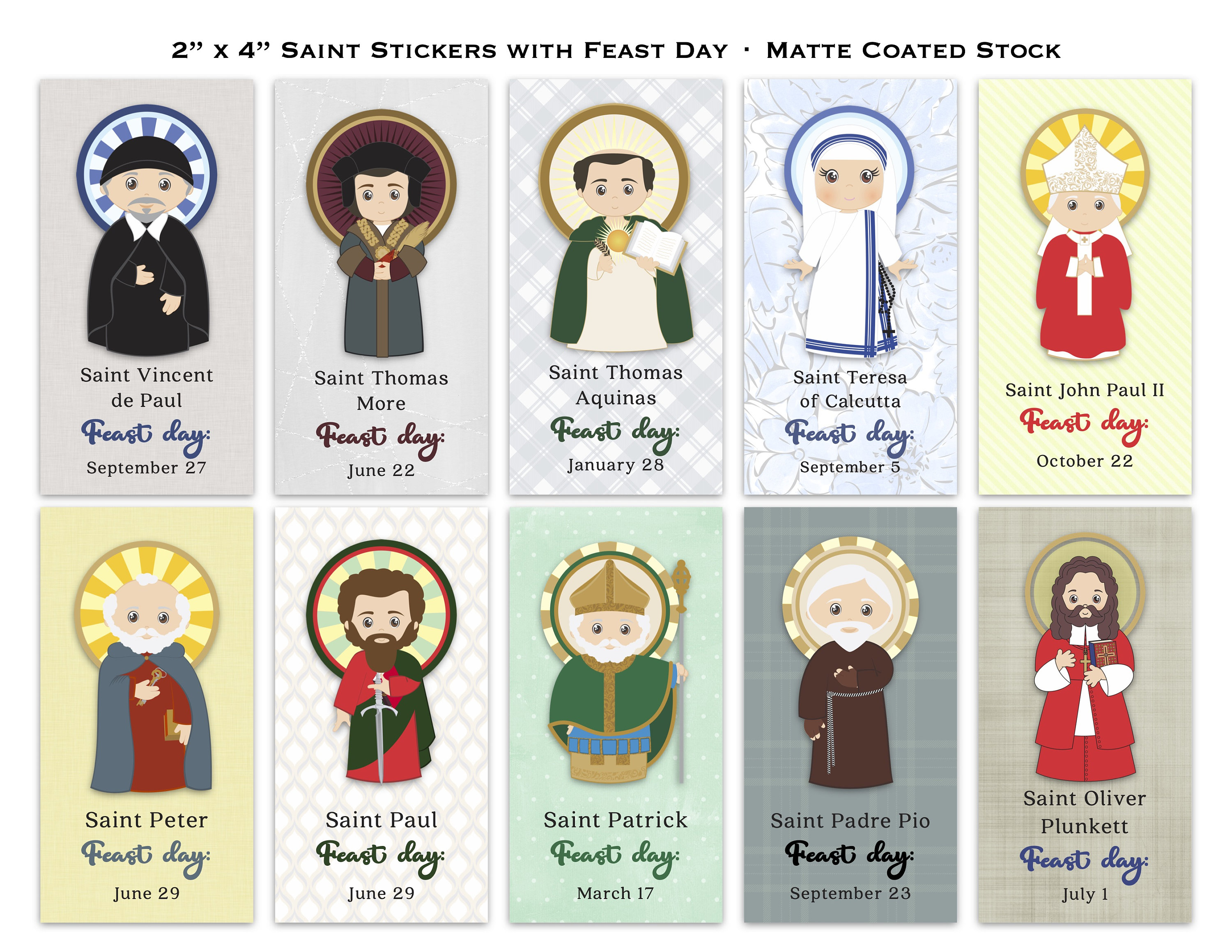 Saint Stickers, Catholic Stickers, Catholic Vinyl Stickers