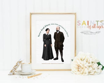 Saint Zelie & Louis Martin poster print. St. Zelie and Louis Wall Art Gift. Serve God First. Prayer Poster. Catholic Poster.