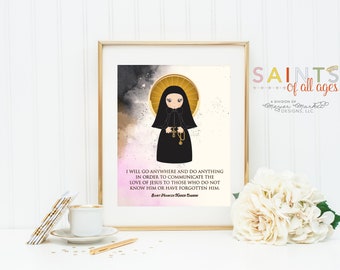 Saint Frances Xavier Cabrini prayer print. Saint Frances Xavier Cabrini Wall Art Poster. Nursery Prayer Print. Catholic Poster. Baptism Gift