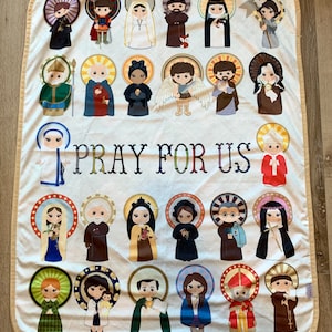 Pray for us Saints Ultra soft baby Blanket. Saints Prayer Blanket. 30x40” Catholic Saint Quote Blanket. Baptism Gift. Catholic