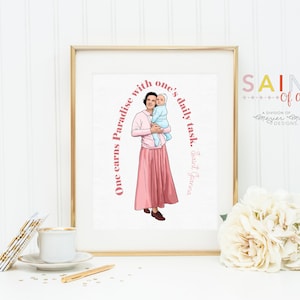Saint Gianna poster print. Saint Gianna Wall Art Poster. First Communion. Saint Gianna Prayer Print. Catholic Prayer Poster. Kids Saints