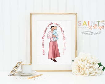 Saint Gianna poster print. Saint Gianna Wall Art Poster. First Communion. Saint Gianna Prayer Print. Catholic Prayer Poster. Kids Saints