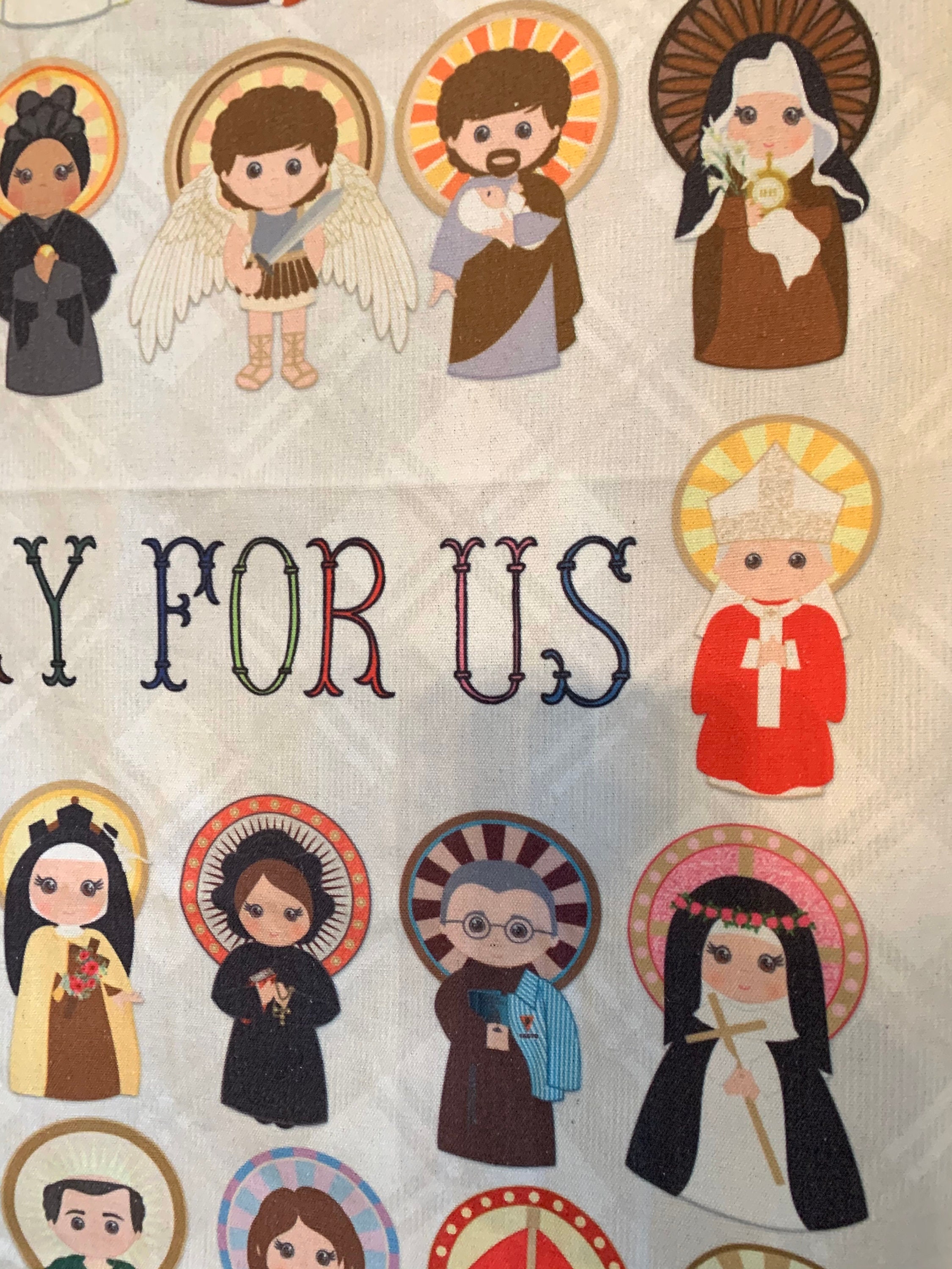 Pray for us Saints Canvas Wall Hanging. Catholic Saints Canvas Hanging
