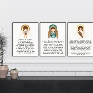 Archangel Prayer Print Set. St Raphael Prayer, Saint Michael and St Gabriel Art Prints. Christian Wall Art Print. Kids Prayer Print.