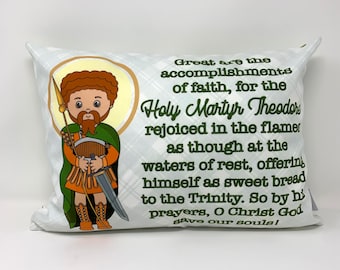 Saint Theodore pillow. Baptism Gift. Saint Theodore Prayer Pillow. Catholic Gift. First Communion Gift. Theodore gift. Theodore prayer
