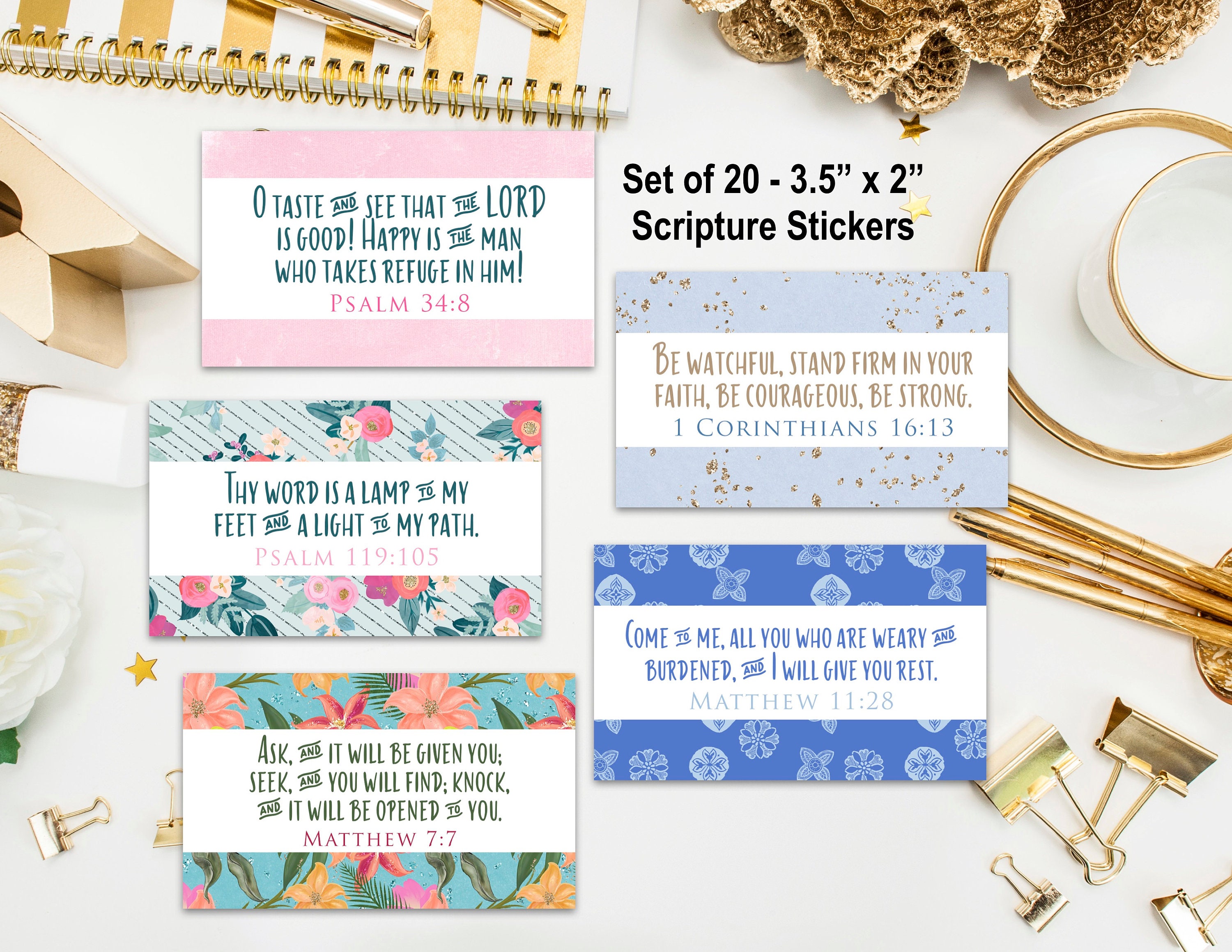 Set of 20 Inspirational Scripture Stickers. Inspirational Sticker