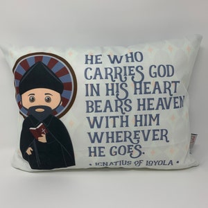 Saint Ignatius of Loyola pillow. Saint Ignatius Gift. Baptism Gift. Children's & Nursery Decor. Catholic Gift. First Communion. St. Ignatius