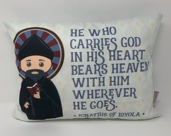 Saint Ignatius of Loyola pillow. Saint Ignatius Gift. Baptism Gift. Children's & Nursery Decor. Catholic Gift. First Communion. St. Ignatius