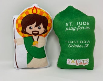 Saint Jude Stuffed Doll. Saint Gift. Easter Gift. Baptism. Catholic Baby Gift. Saint Jude Gift. St Jude Children's Doll.