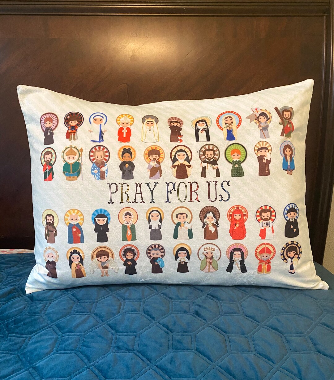 Catholic Pray for Us Standard Bedding Pillow Case. Baptism Gift