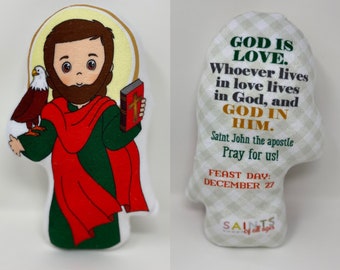 Saint John the apostle Stuffed Doll. Saint Gift. Easter Gift. Baptism. Catholic Baby Gift. St John Children's Doll. Saint John gift