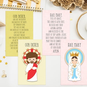 Set of 12 My Catholic Prayers Card Set. Kid Catholic Prayer cards. First Communion. Baptism Gift. Catholic Gift. 3x5 Catholic Prayer Set.