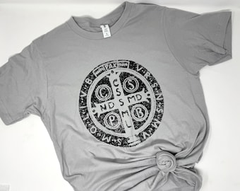 Saint Benedict Medal Catholic T-Shirt. Benedict Medal Shirt. Catholic Shirt. Catholic t-shirt. Men's and women's catholic gift.