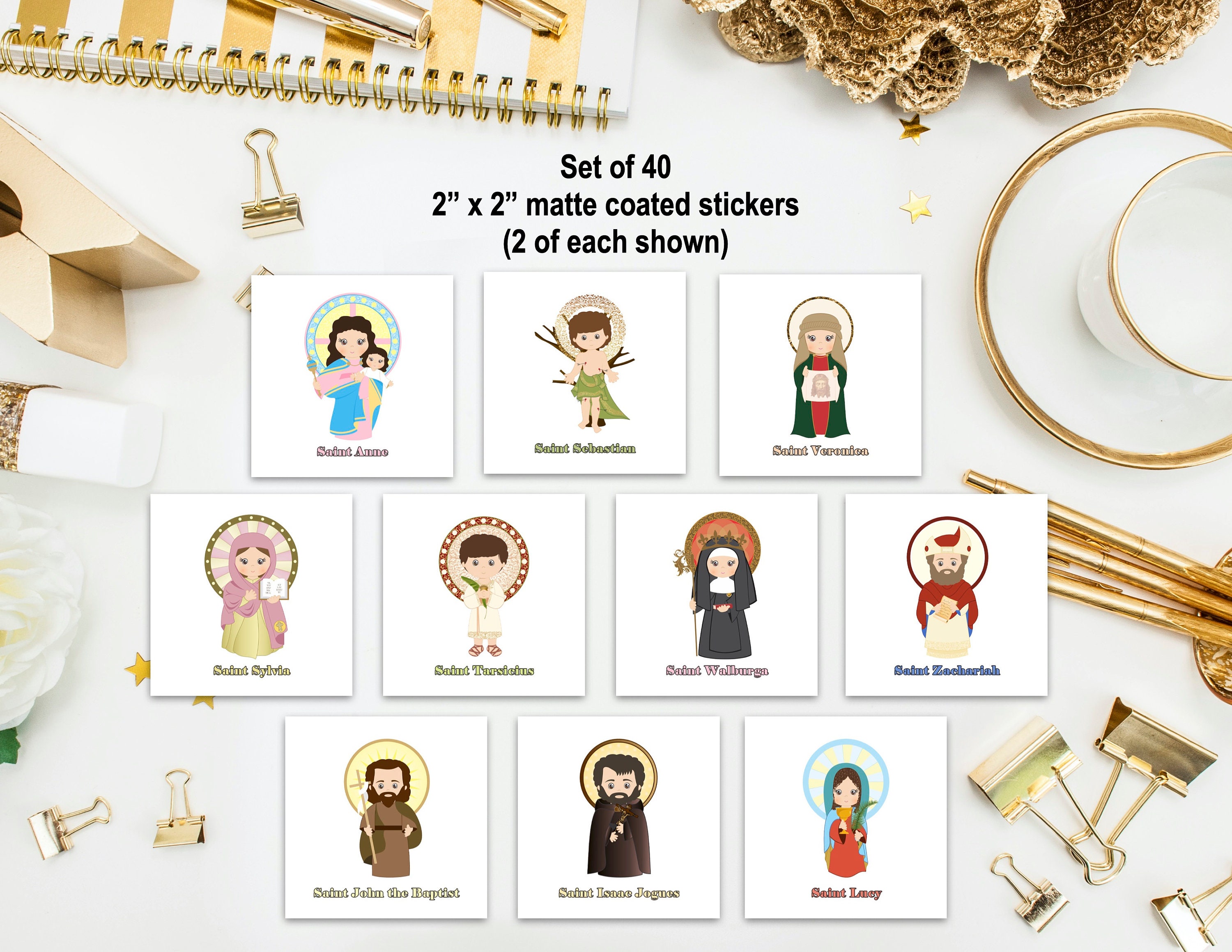 Set of 40 Saint Stickers SET 6. Kids Saint Stickers. First - Etsy