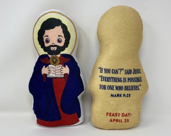 Saint Mark Stuffed Doll. Saint Gift. Easter Gift. Baptism. Catholic Baby Gift. St Mark Children's Doll. Saint Mark gift