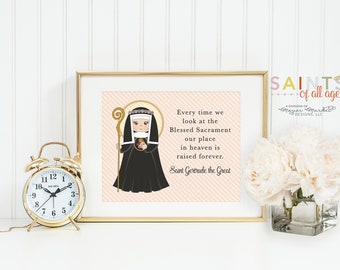 Saint Gertrude the great prayer print. St Gertrude Wall Art Poster. Nursery Prayer Print. Catholic Poster. Baptism Gift. Blessed Sacrament