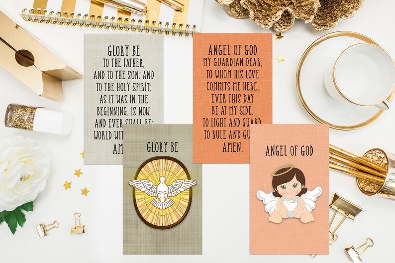 Set of 12 My Catholic Prayers Card Set. Kid Catholic Prayer cards. First Communion. Baptism Gift. Catholic Gift. 3x5 Catholic Prayer Set. image 4