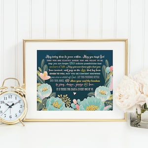 May today there be peace within prayer by St. Therese. St. Therese of Lisieux Prayer Print. Christian Wall Art Print. Colorful Prayer.