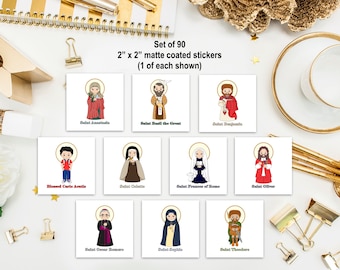 Set of 90 Saint Stickers SET 5. Kids Saint Stickers. First Communion. Homeschooling. Catholic Gift. Catholic Stickers. Saint Gift. Easter.