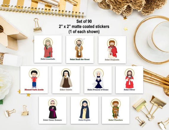 Set of 12 - 3 Saint Stickers Set #5. Kids Saint Stickers. First