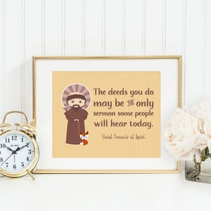 Saint Francis of Assisi poster print. St. Francis Wall Art Poster. First Communion. Kids Room. Prayer Poster. Catholic Poster. Baptism Gift.