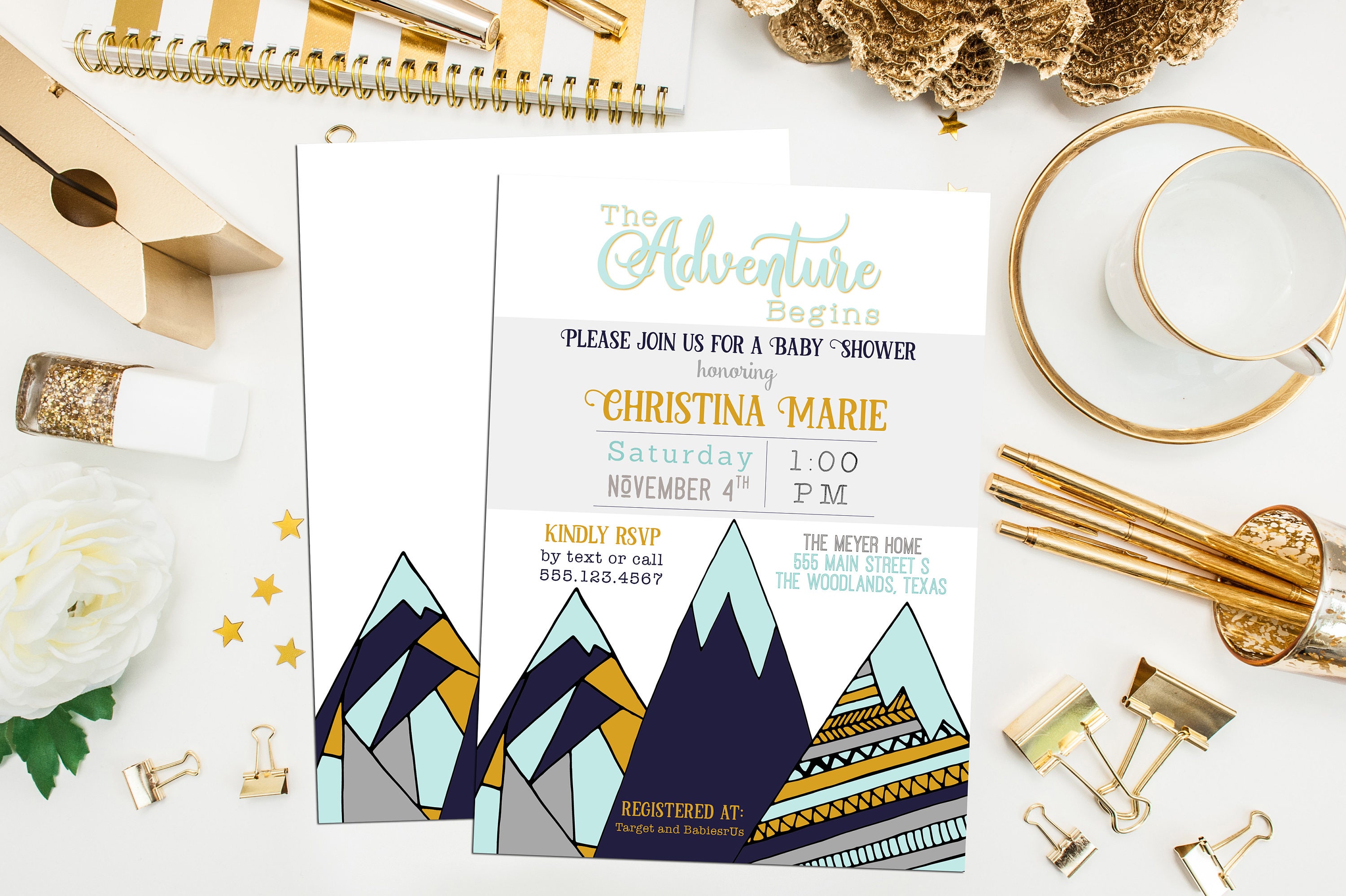 Mountain Baby Shower Invitation. Printable Adventure Baby | Etsy