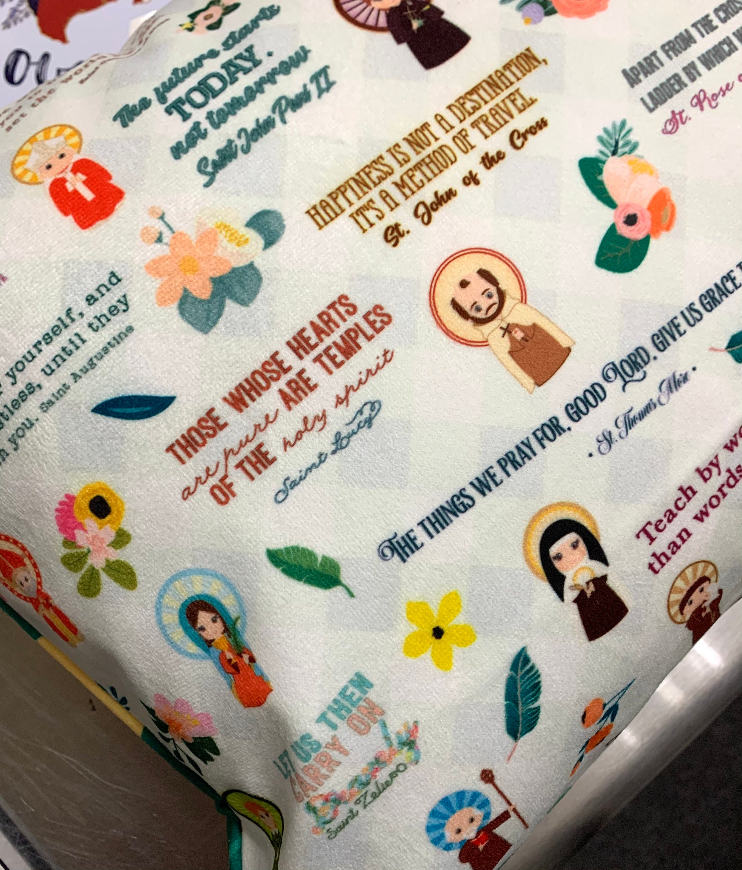 Catholic Saints pillow. Baptism Gift. Mother Teresa, Hail Mary, St