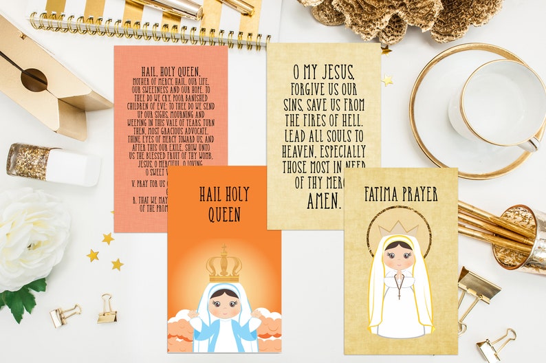 Set of 12 My Catholic Prayers Card Set. Kid Catholic Prayer cards. First Communion. Baptism Gift. Catholic Gift. 3x5 Catholic Prayer Set. image 6