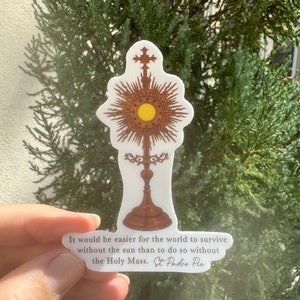 3" Vinyl Waterproof Padre Pio Holy Mass Sticker. Water bottle Saint Sticker. Padre Pio Catholic decal. Eucharist decal.