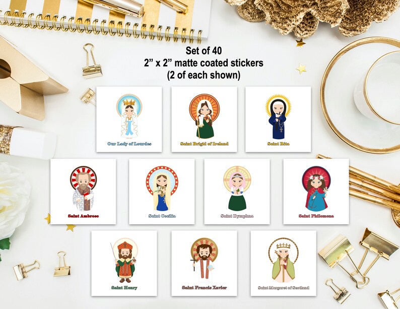 Set of 40 Saint Stickers SET 6. Kids Saint Stickers. First - Etsy