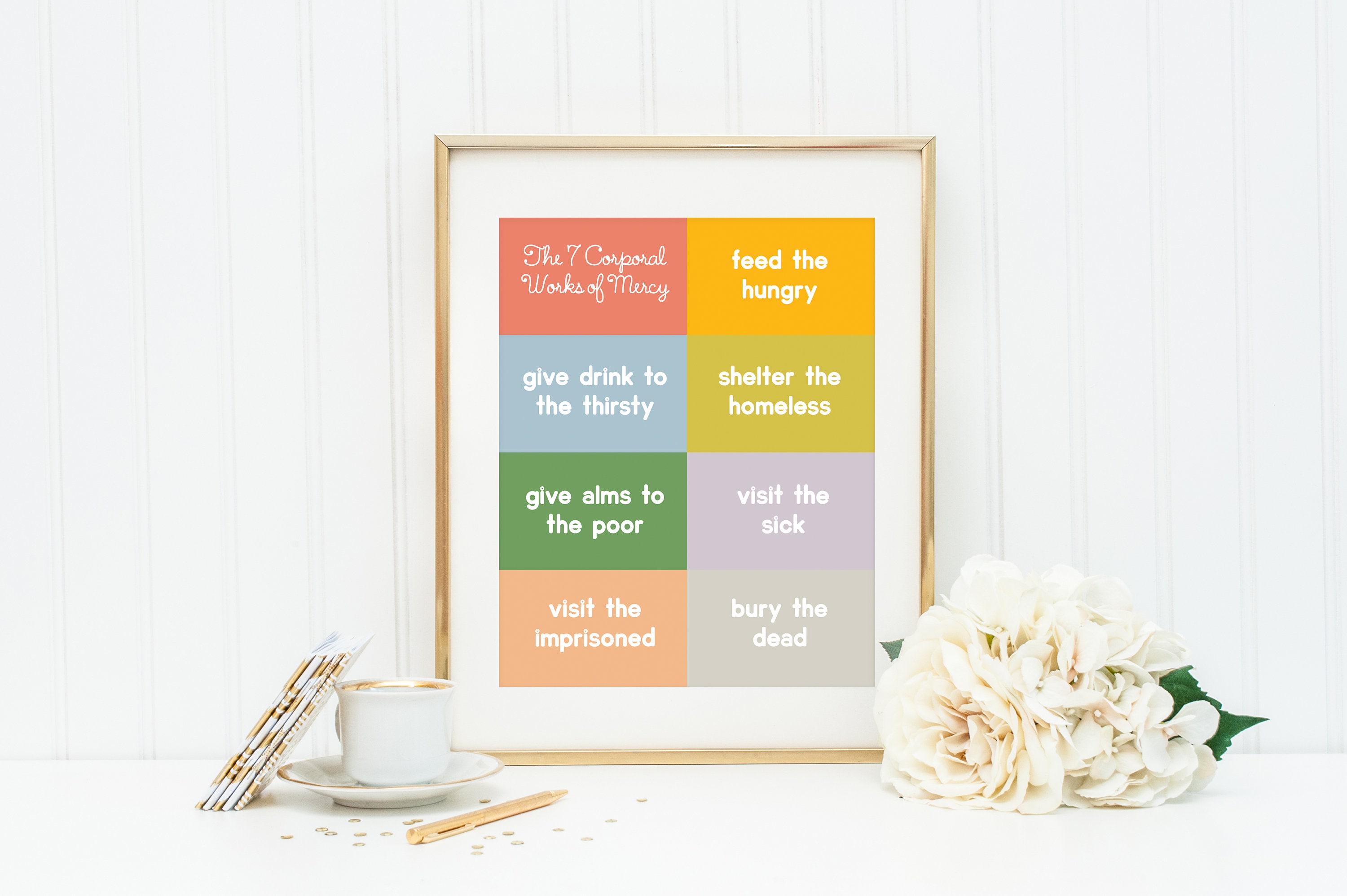 Corporal and Spiritual Works of Mercy Poster Prints. Catholic Works of  Mercy Prints. First Communion. Catholic Poster. Baptism Gift - Etsy, image size:3000x1996