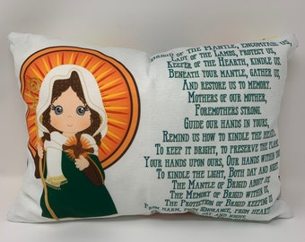 Saint Brigid of Ireland pillow. Brigid of the Mantle Prayer. Catholic Gift. Baptism Gift. Saint pillow. First Holy Communion. Brigid gift.