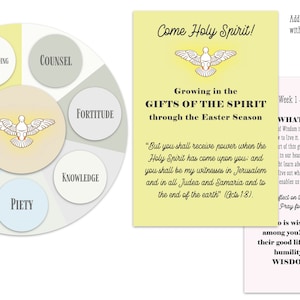 Gifts of the Holy Spirit Craft and learning cards. Come Holy Spirit. Easter Gift. Gifts of the Spirit reflections. Confirmation gift