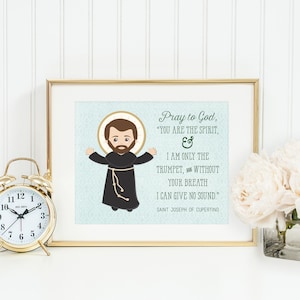 Saint Joseph of Cupertino prayer print. Saint Joseph Wall Art Poster. Nursery Prayer Print. Catholic Poster. Baptism Gift. St Joseph gift.