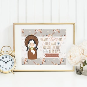 Póster de Santa Clara de Asís. Póster de Santa Clara para pared. Primera comunión. Habitación infantil. Póster de oración. Póster católico. Regalo de bautismo