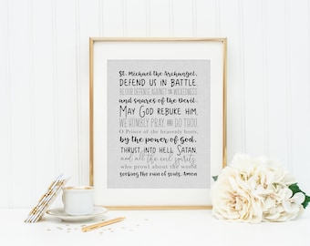 St. Michael Prayer Print. Christian Wall Art. Modern Prayer Prayer. Saint Michael the Archangel Defend us into Battle. Baptism. Communion