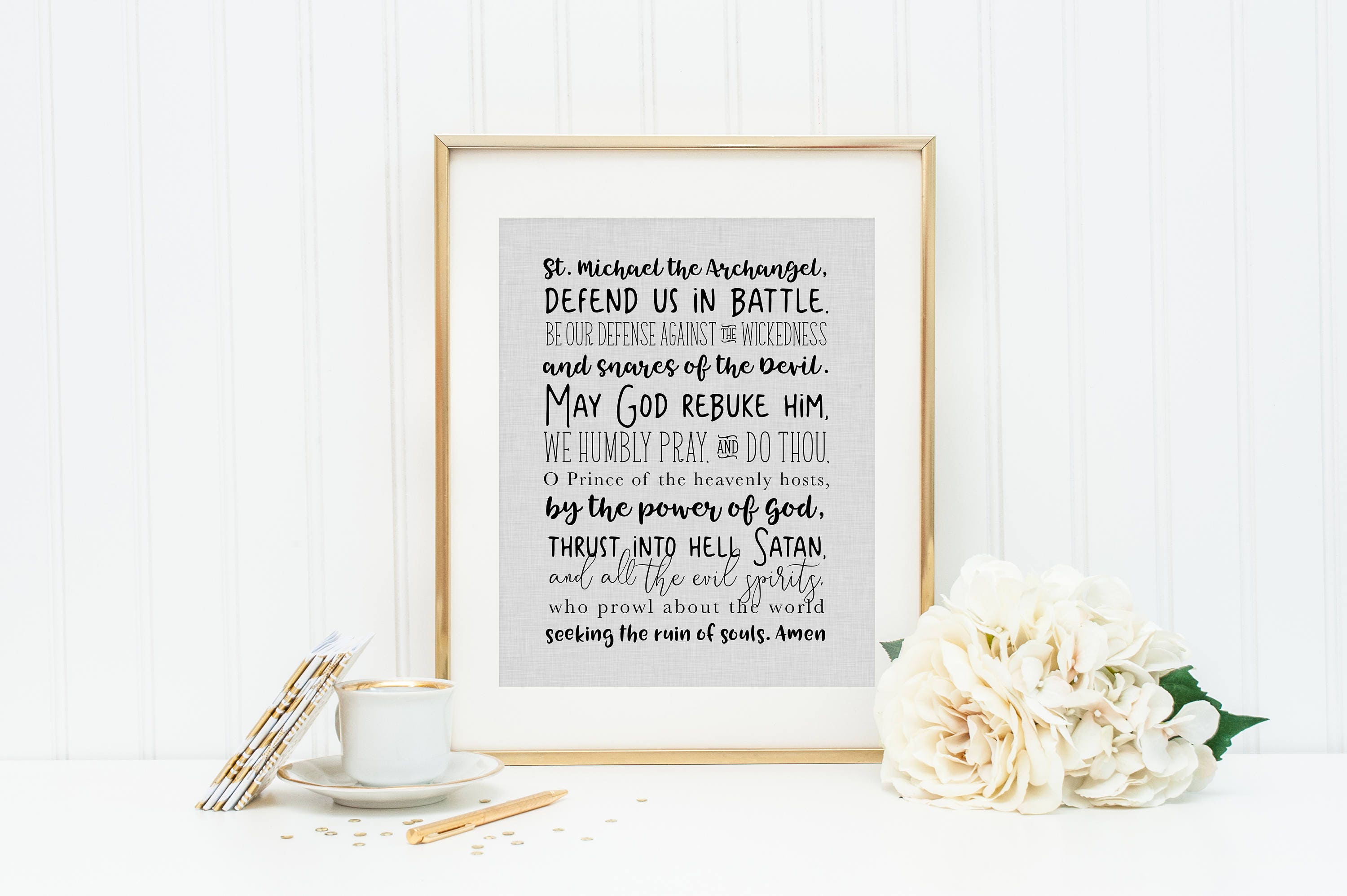 St. Michael Prayer Print. Christian Wall Art. Modern Prayer Prayer