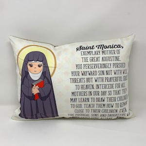 Saint Monica prayer pillow. Saint Monica pillow. First Communion Gift. Catholic Gift. Saint Monica gift. Saint pillow. Baptism Gift