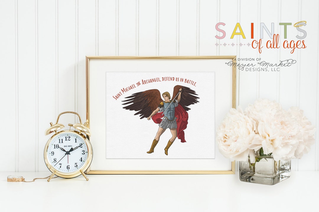 St. Michael the Archangel Poster Print. Saint Michael Wall Art Poster. Nursery Art. Kids Room ...