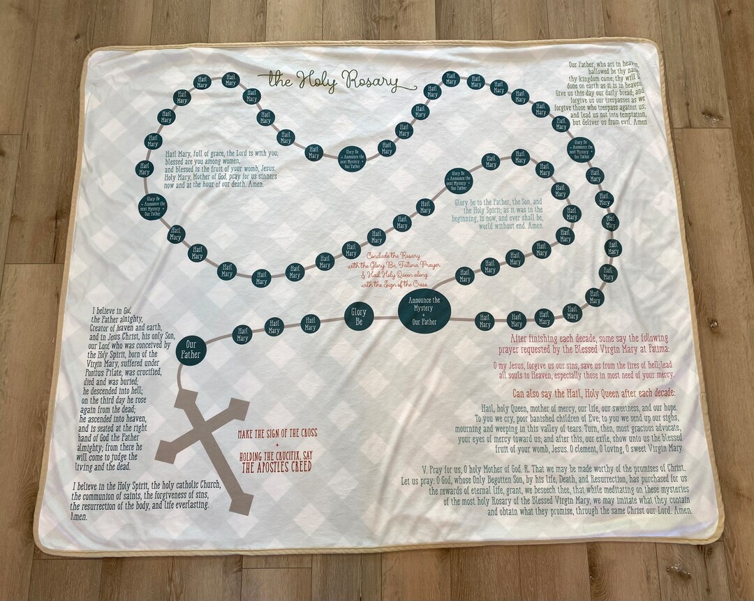 The Holy Rosary Ultra Soft Throw Blanket. Prayer Blanket. 50 X 60