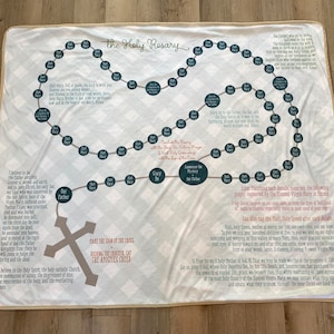 The Holy Rosary Ultra soft throw Blanket. Prayer Blanket. 50 x 60&quot; Catholic Prayer Blanket. Baptism Gift. Catholic. Hail Mary, Glory be