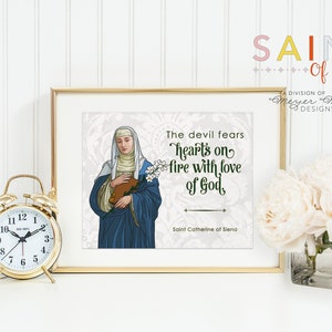 Saint Catherine of Siena poster print. St Catherine Wall Art Poster. First Communion. Prayer Poster. Catholic Poster. The devil fears hearts