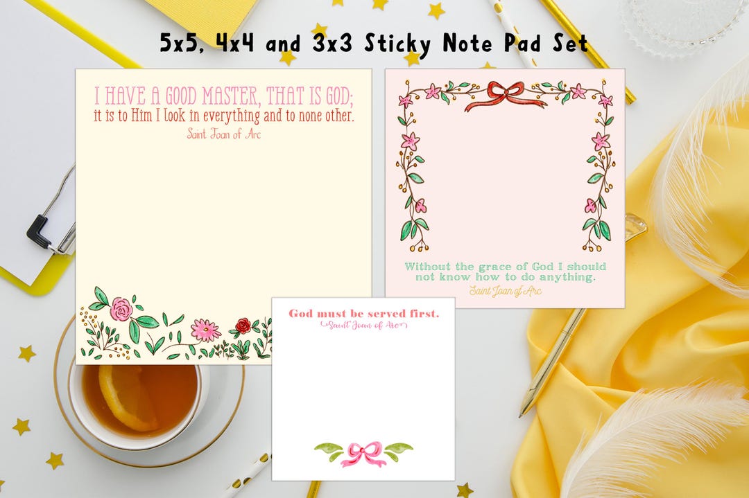 Set of 3 Saint Joan of Arc Sticky Notepads. Catholic Gift Sticky Notes ...
