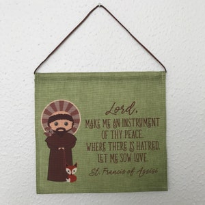 Saint Francis of Assisi Wall Hanging. Mini St Francis Kids Wall Art. Saint Wall Hanging. Kids Room Art. St Francis gift. Catholic Art.