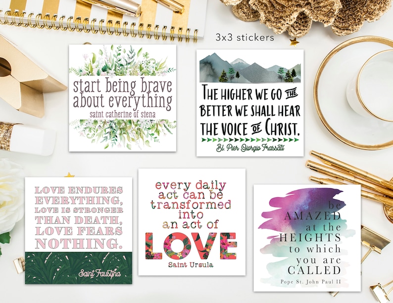 Catholic Gift Planner Stickers Homeschooling Catholic Saint Stickers. Inspirational Saint Stickers Set of 9-3 Saint Stickers Set #3
