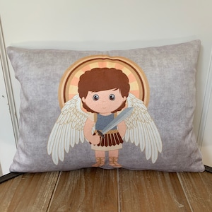 Saint Michael pillow. Baptism Gift. Children's & Nursery Decor, Christian Catholic Gift. First Communion Gift. St. Michael the archangel.