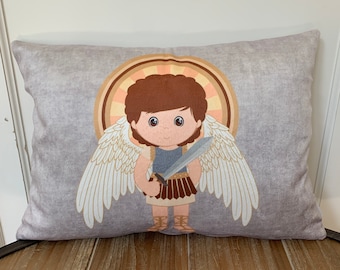 Saint Michael pillow. Baptism Gift. Children&#39;s & Nursery Decor, Christian Catholic Gift. First Communion Gift. St. Michael the archangel.