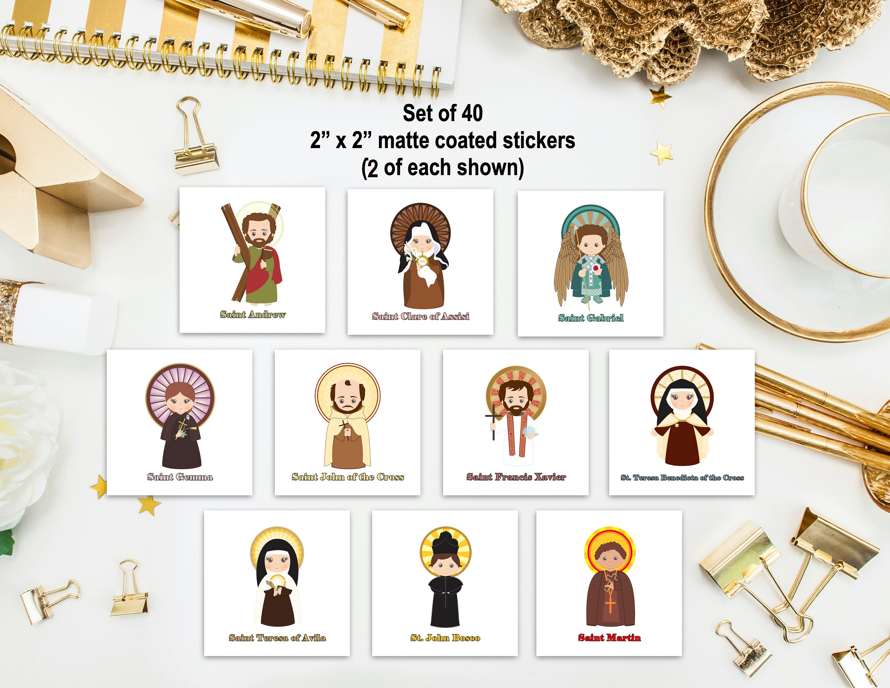 Set of 40 Saint Stickers SET 4. Kids Saint Stickers. First - Etsy