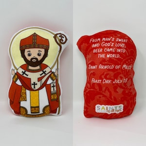 Saint Arnold of Metz Stuffed Doll. Saint Gift. Easter Gift. Baptism. Catholic Baby Gift. St Arnold Children&#39;s Doll. Saint Arnold gift